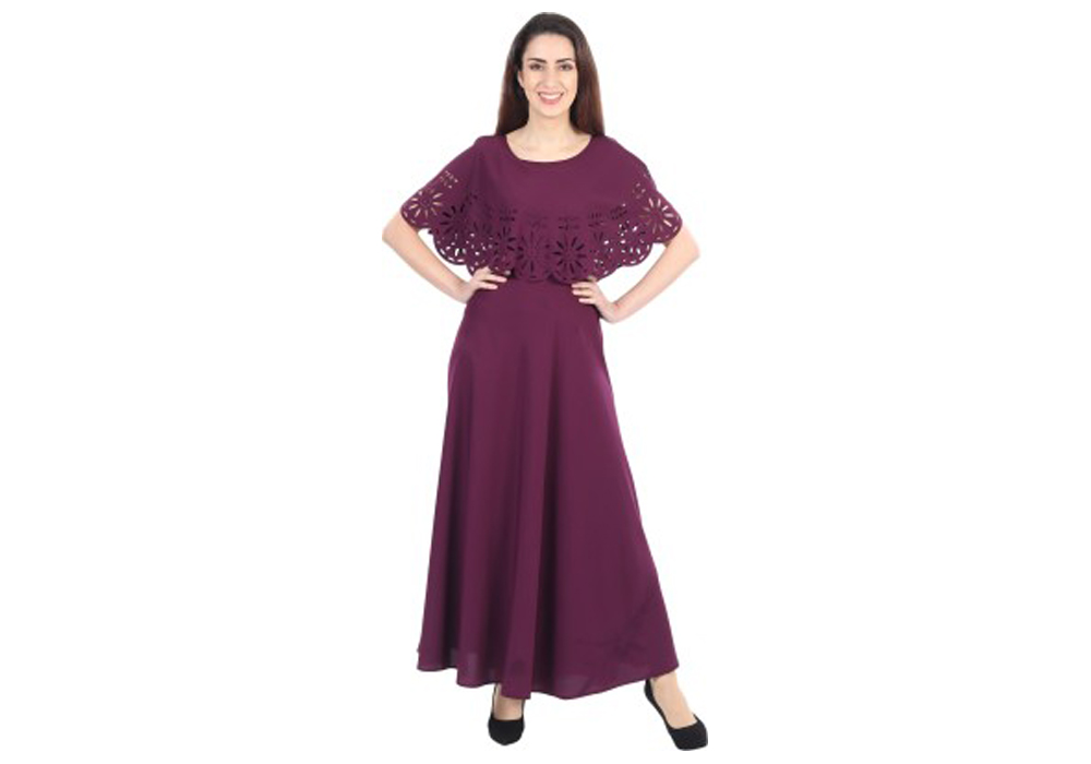 Iqra-Fashion-Women-Gown-Maroon-Dress-Valsad-ValsadOnline