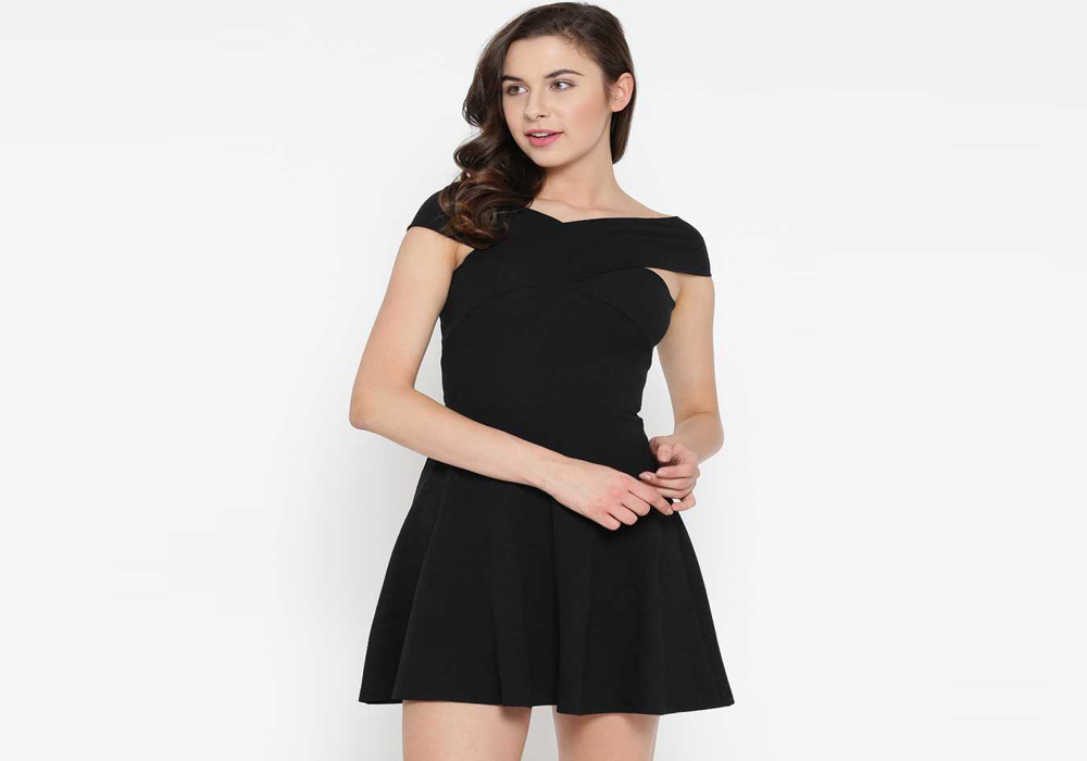 Veni-Vidi-Vici-Women-Skater-Black-Dress-Valsad-ValsadOnline