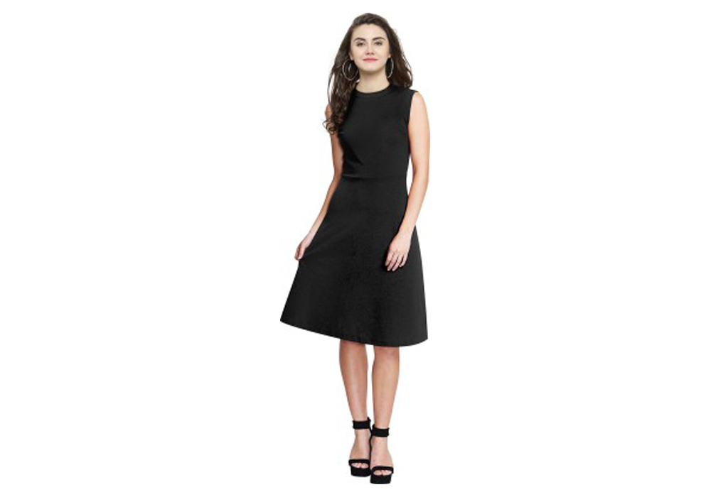 illi-london-women-fit-and-flare-black-dress-Valsad-ValsadOnline