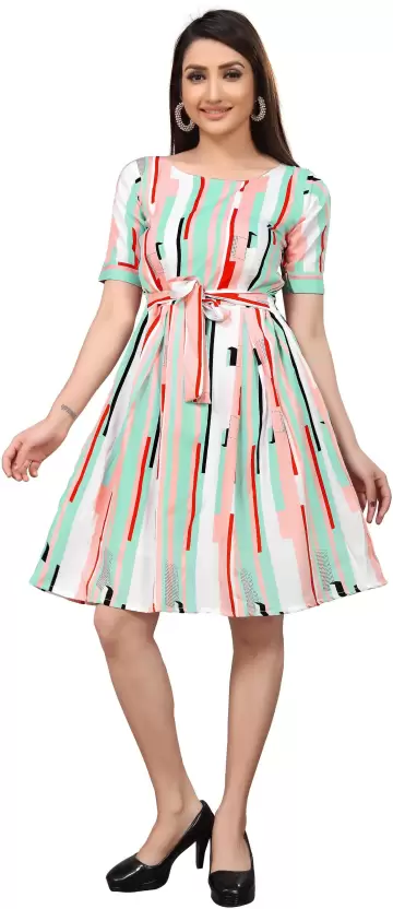 Maa Fab Women Skater Multicolor Dress