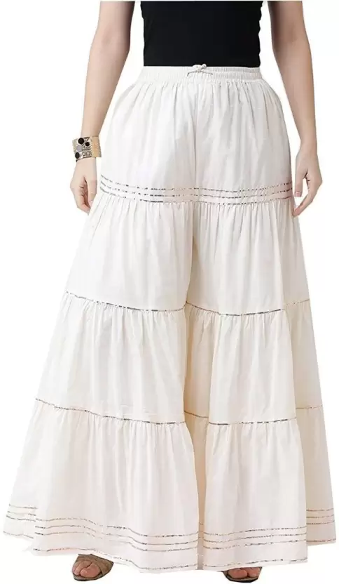 PI World Flared Women White Trousers